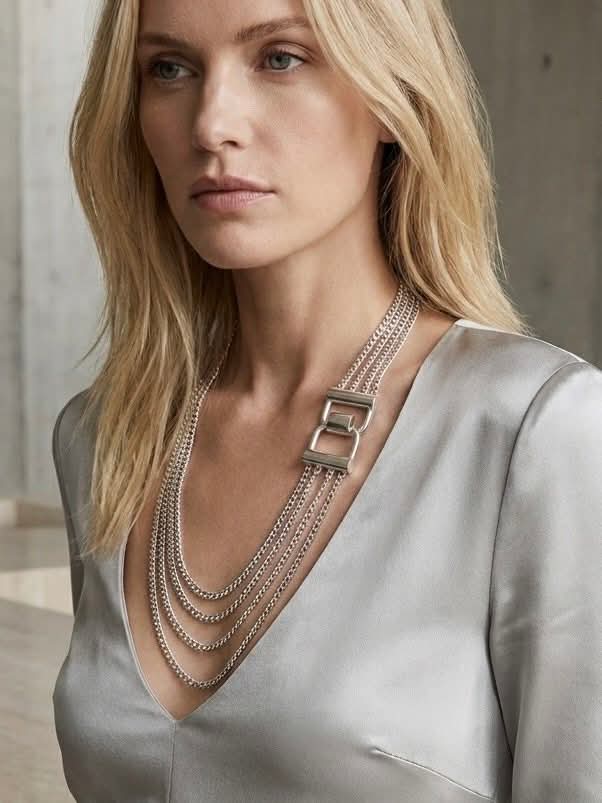 Envy Multi Layer Clasp Necklace - Silver