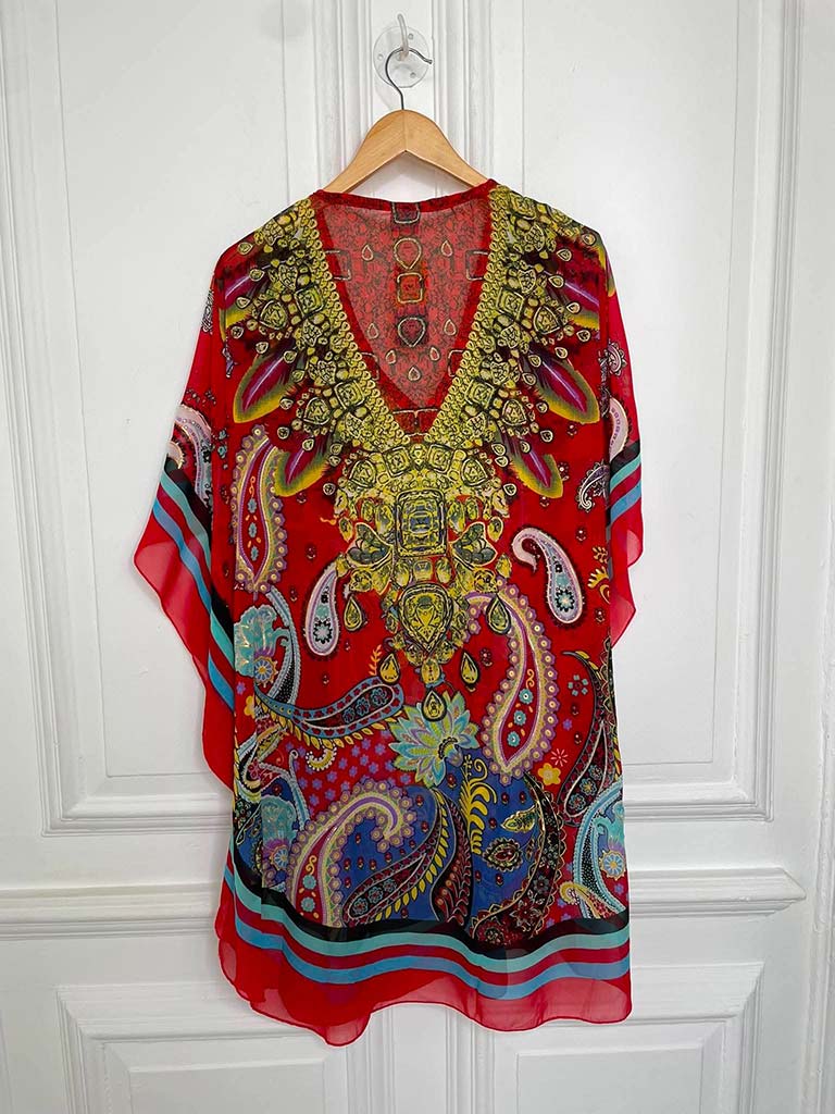 Ornate Kaftan Dress - Red