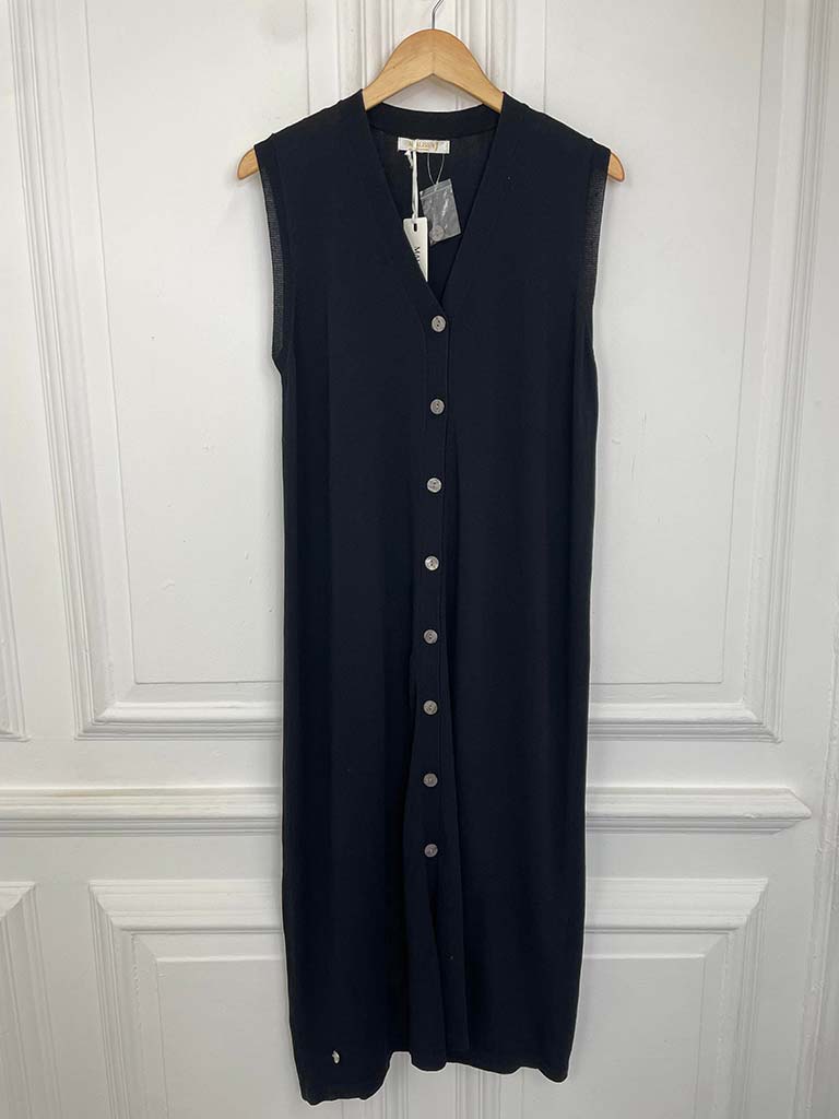Malissa J Long Knitted Waistcoat - Black