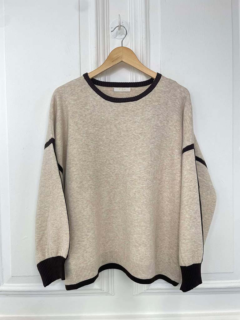 Contrast Edge Knit - Stone