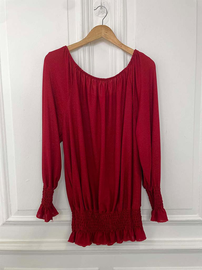 Bardot Shimmer Top - Red