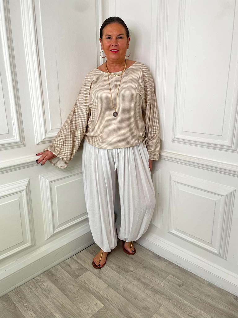 Crepe Balloon Pants - White