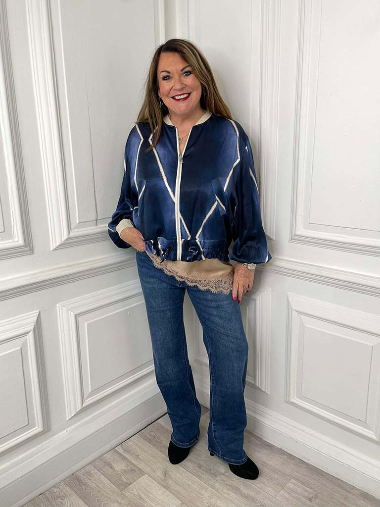 Harlequin Bomber Jacket - French Navy