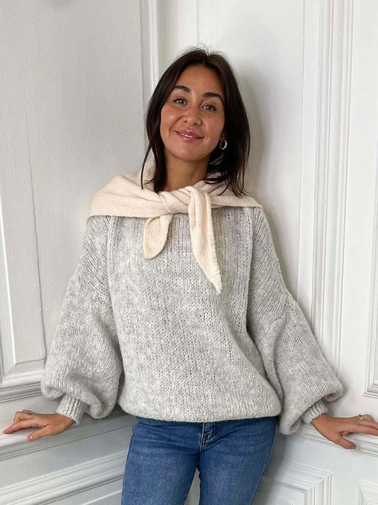 Knitted Triangle Scarf - Nude