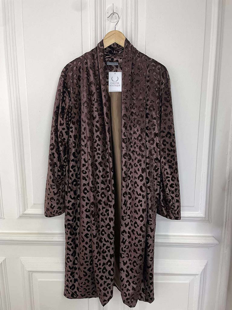 Velvet Long Leopard Jacket - Chocolate