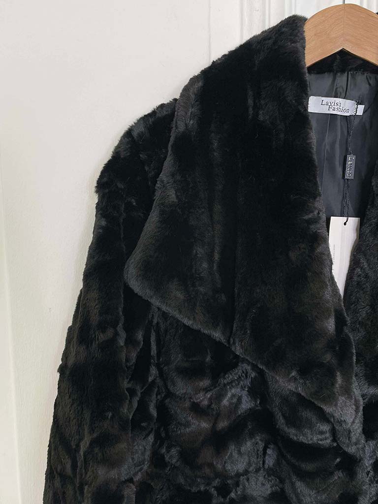Luxe Faux Fur Jacket - Black