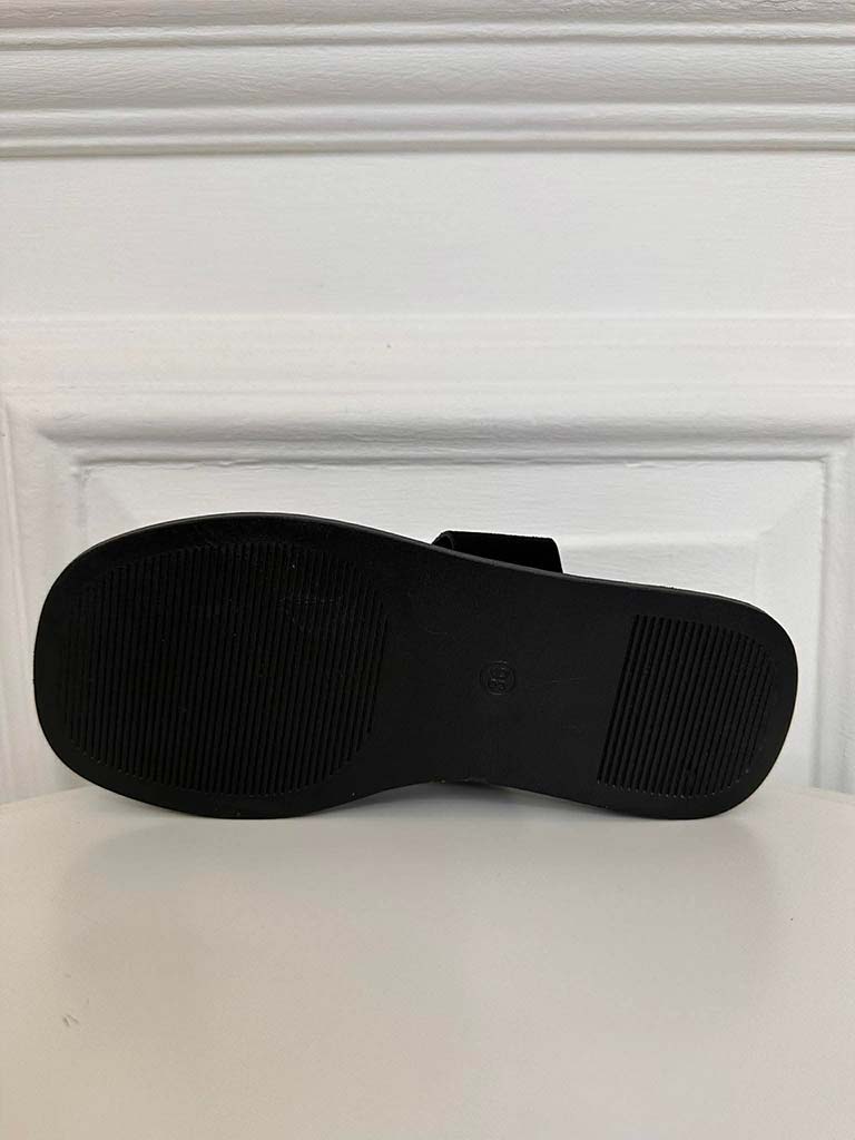 Flatform Toe Ring Sandals - Black