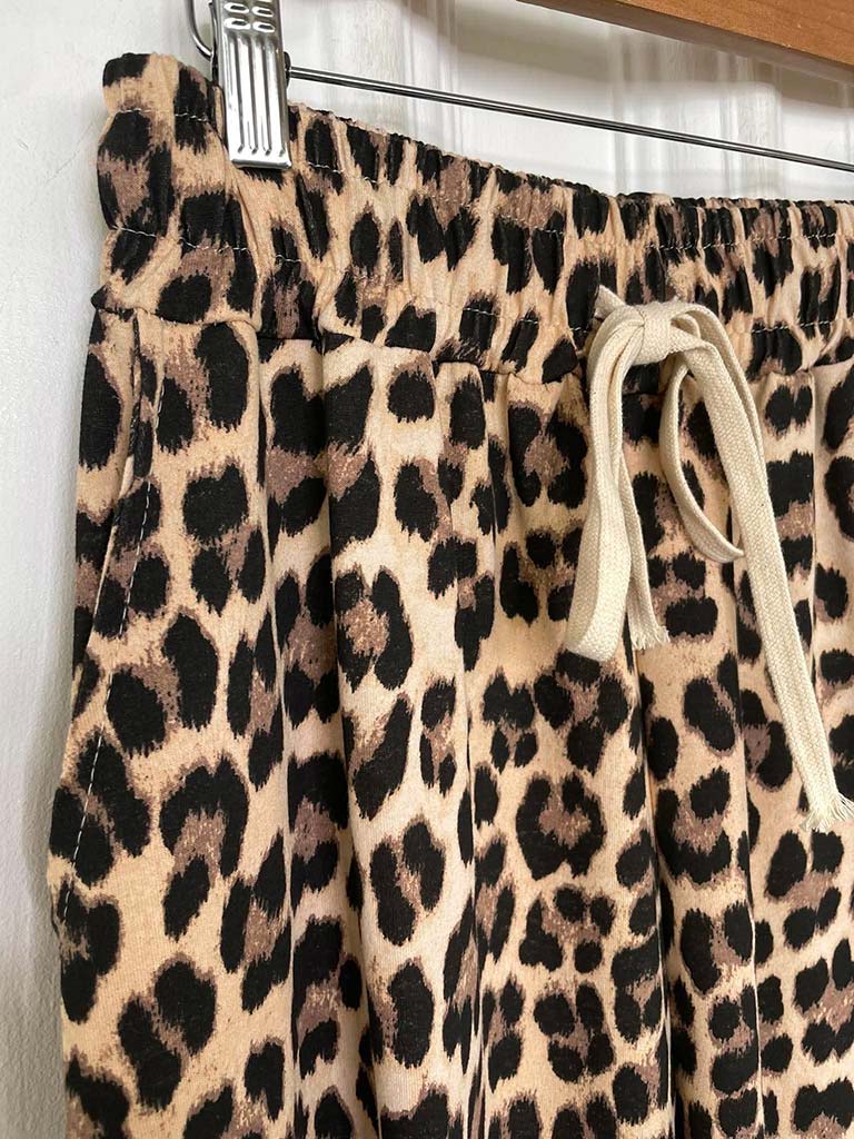 Wide Leg Leopard Print Joggers