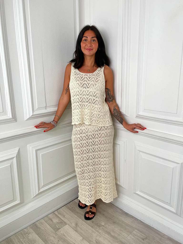 Knitted Chevron Co-ord - Vanilla