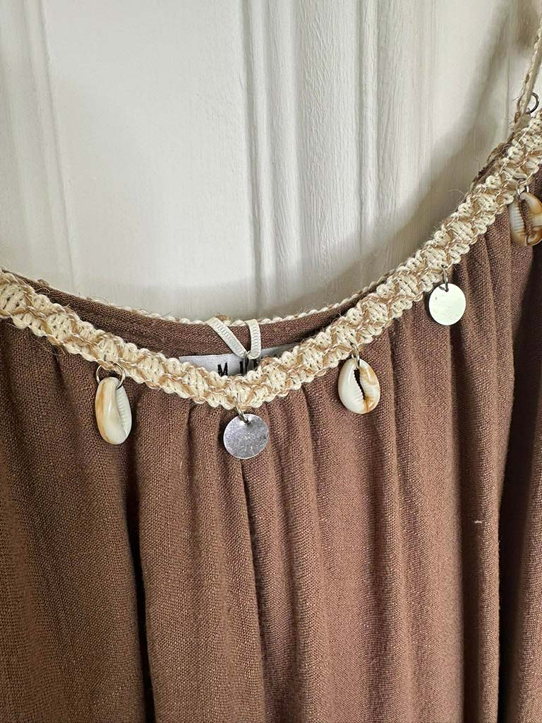 Boho Embellished Maxi Dress - Cappuccino