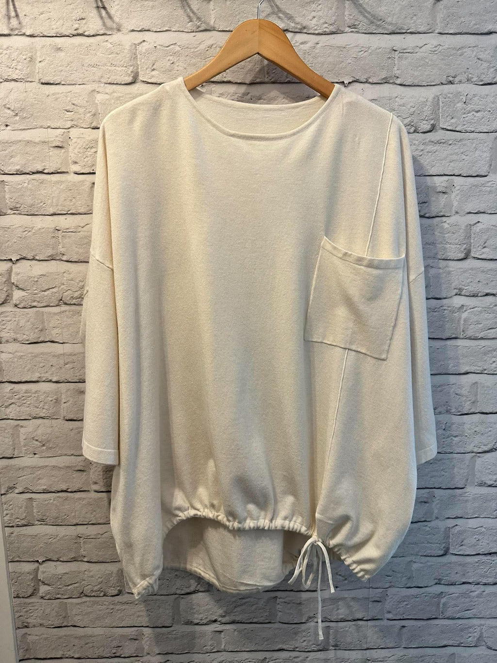Drawstring Hem Knit - Ecru