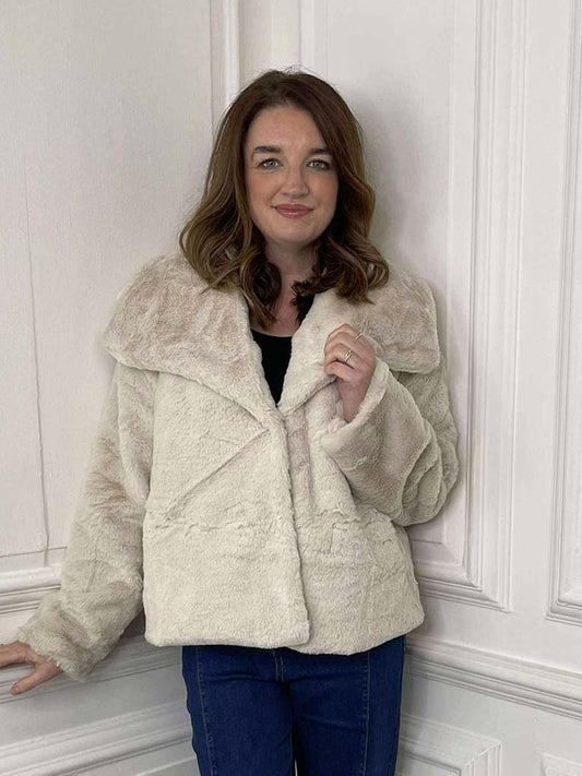 Luxe Faux Fur Jacket - Stone