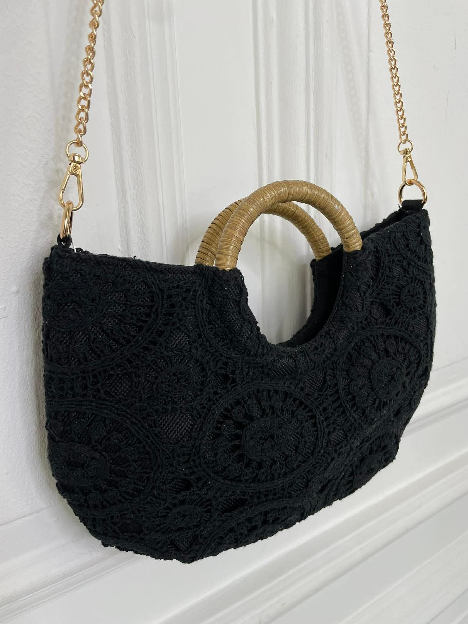 ハンドバッグ Antique crochet bag Crochet Bag - Black – Chester Boutique
