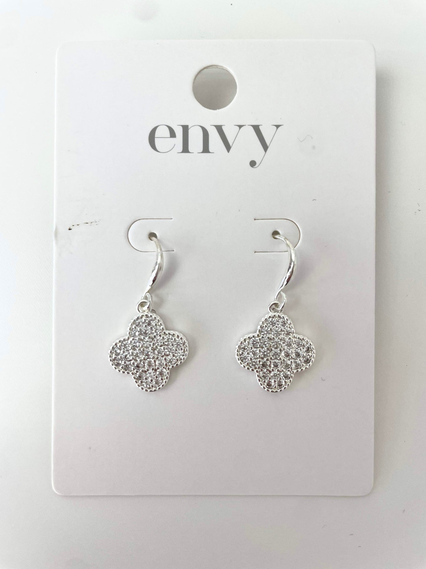 Envy Diamanté Alhambra Drop Earrings - Silver