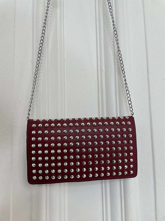 Studded Chain Bag - Burgundy