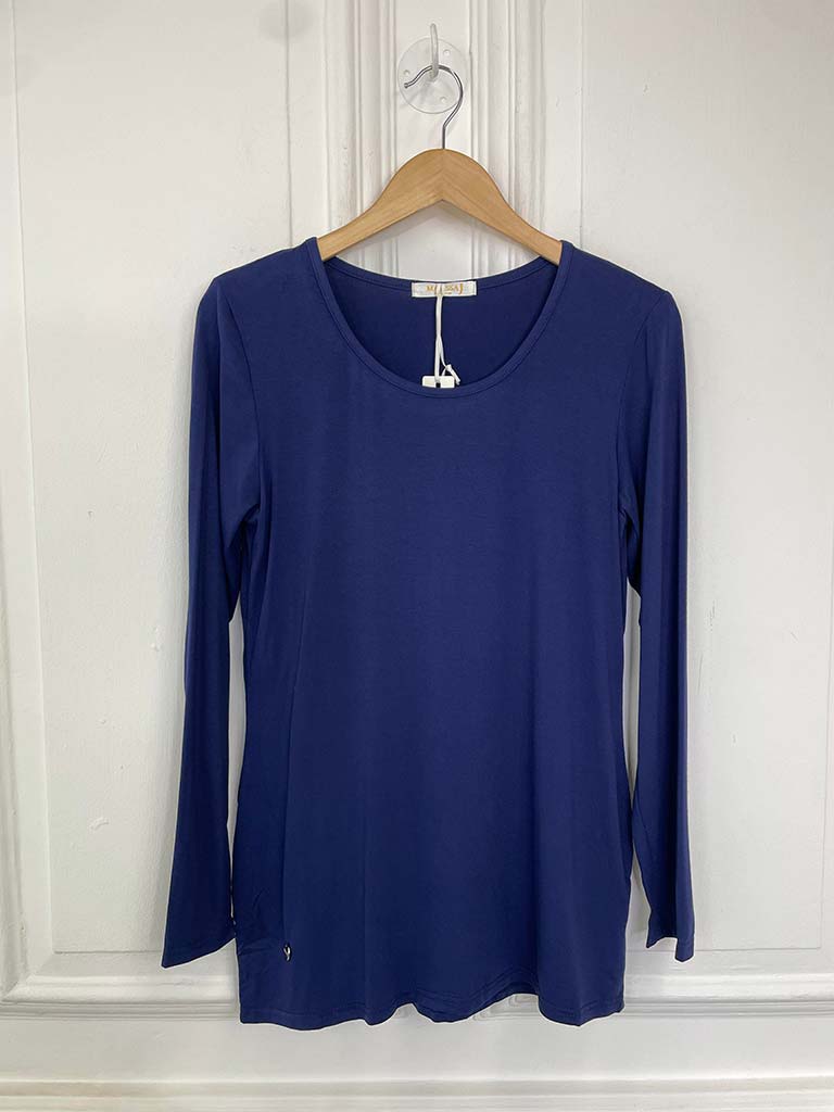 Malissa J Long Sleeve Basic Top - Navy
