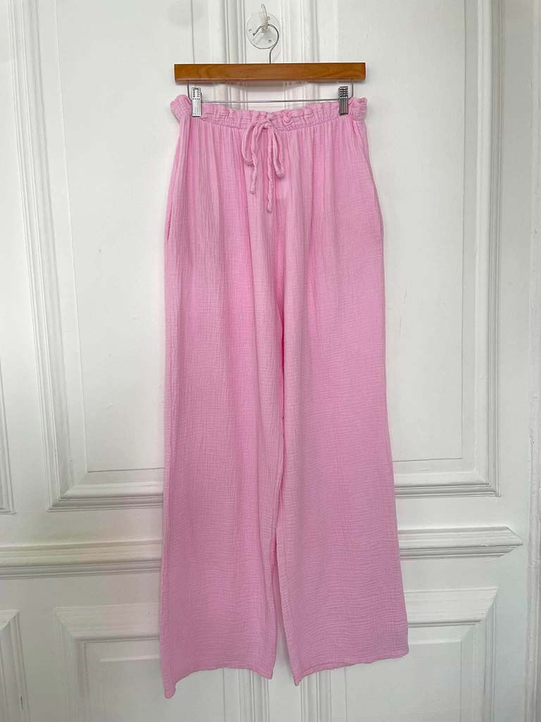 Cloud Cotton Wide Leg Trousers - Petal