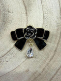 Rose Bow Brooch - Black