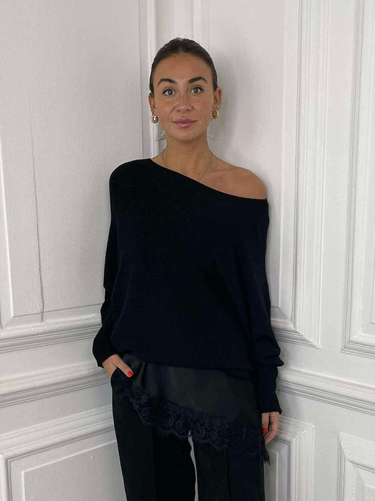 Pearl Back Knit - Black