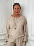 Gingham Tie Side Top - Stone