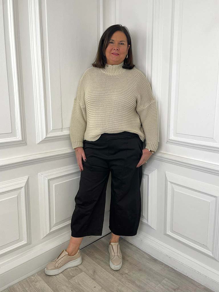 Cotton Barrel Trousers - Espresso