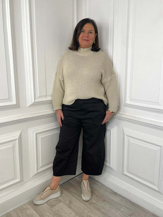 Cotton Barrel Trousers - Espresso