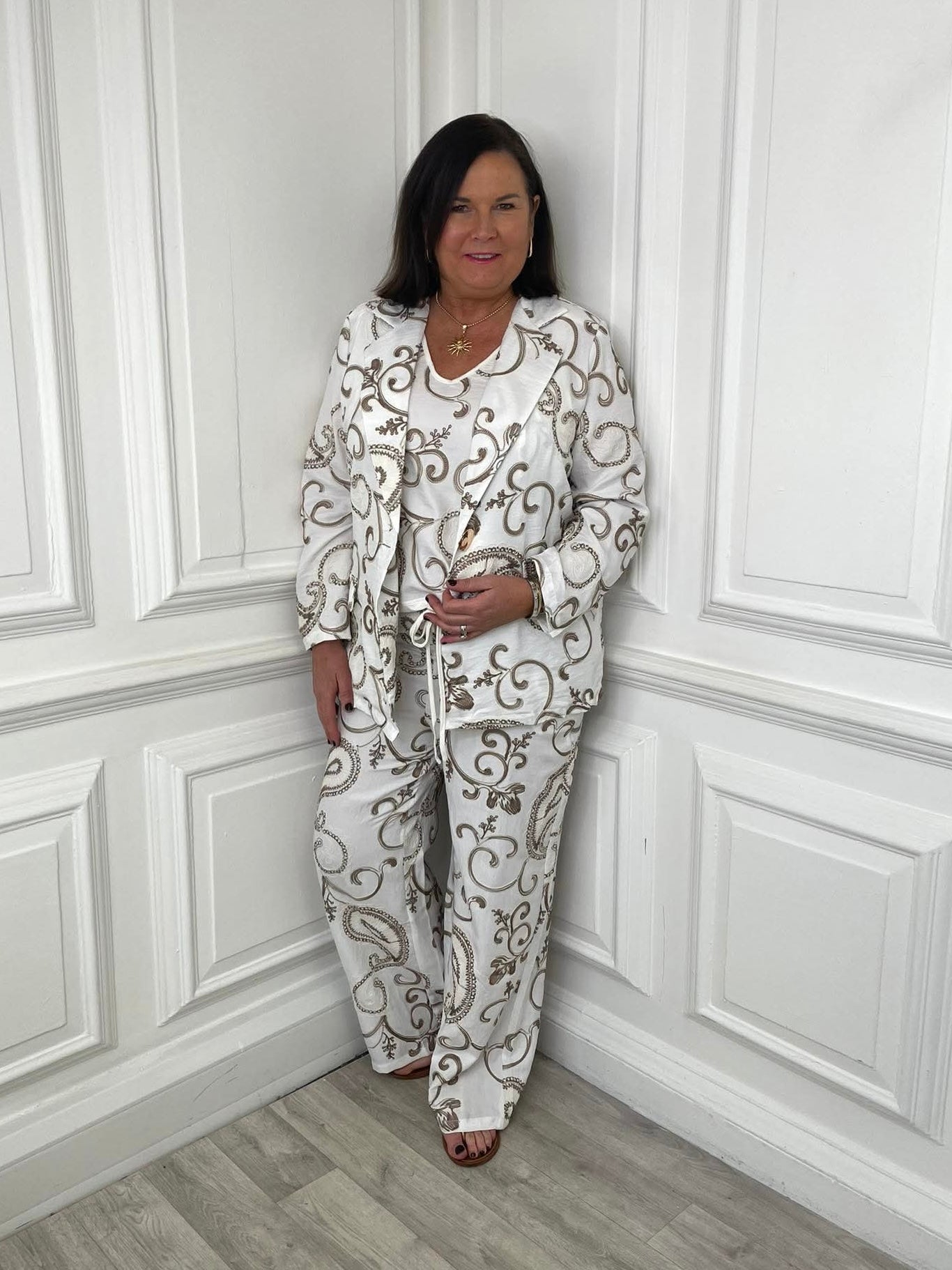 Malissa J Paisley Blazer - White