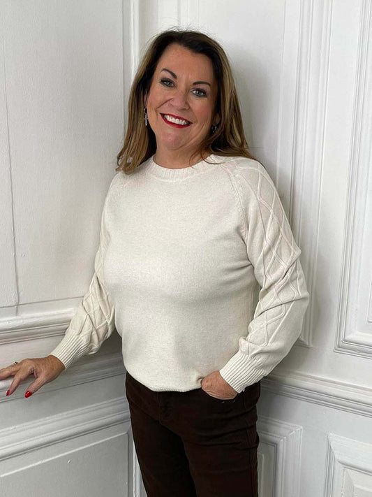 Cable Sleeve Knit - Ecru