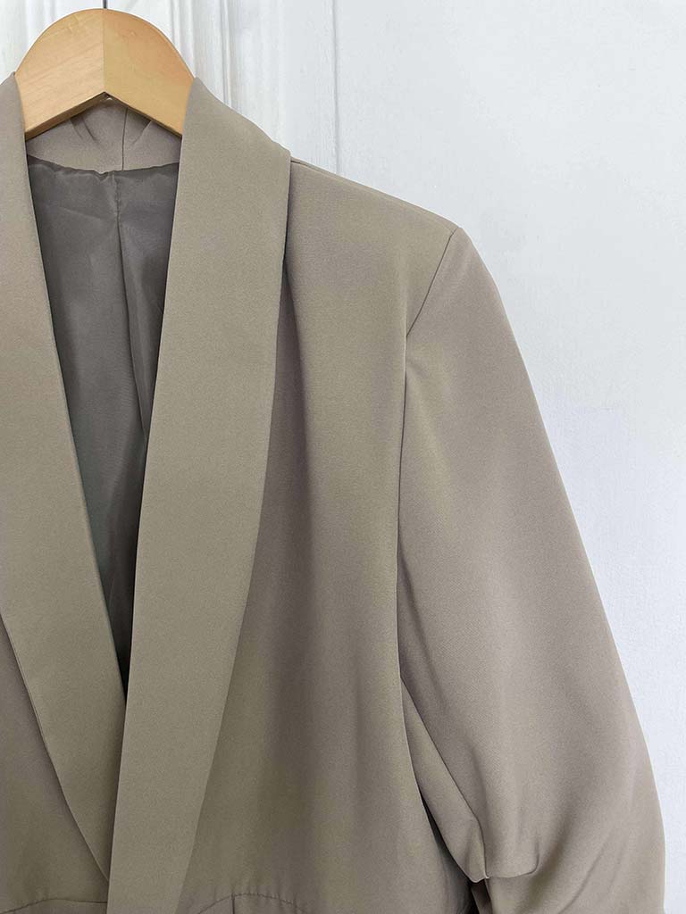 Ruched Sleeve Blazer - Pebble