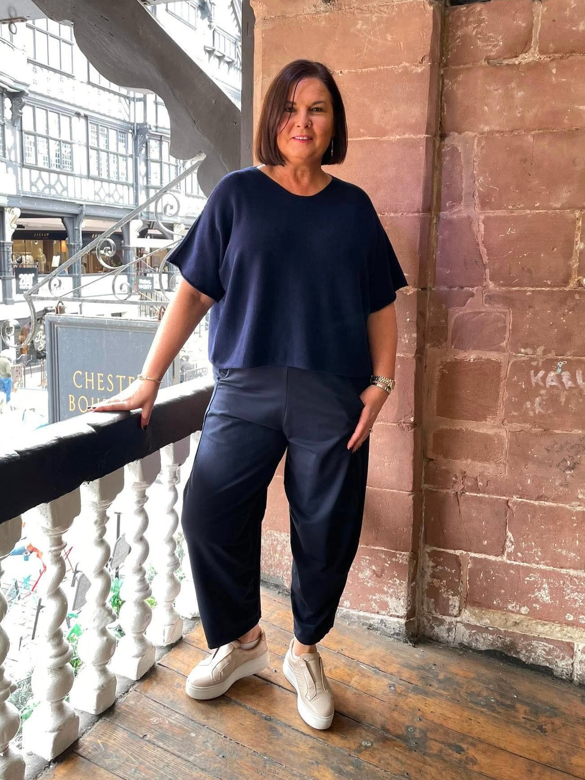 Cotton Cocoon Trousers - Navy