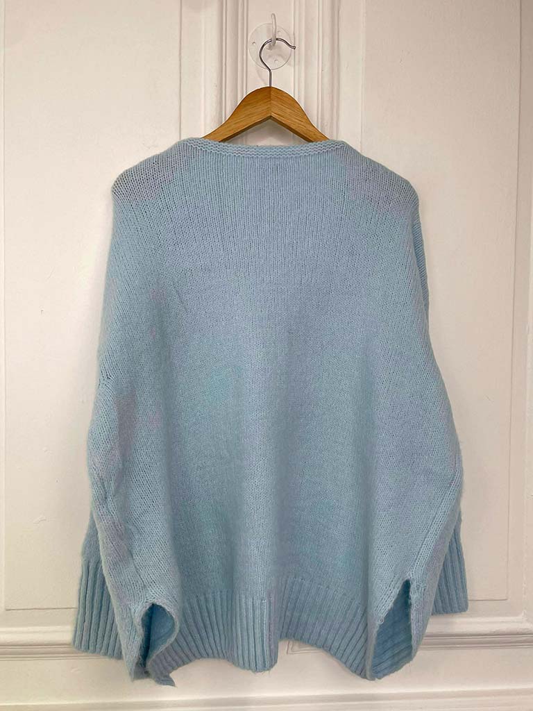 Scooped Hem Chunky Knit - Sky