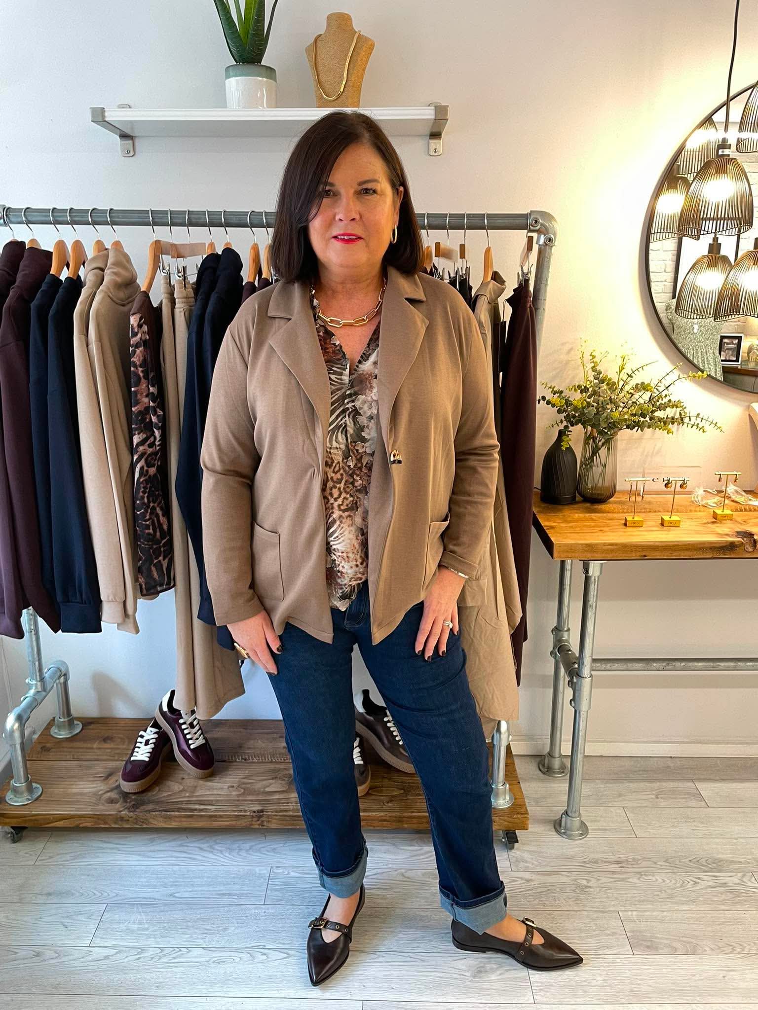 Malissa J Jersey Split Side Blazer - Coffee