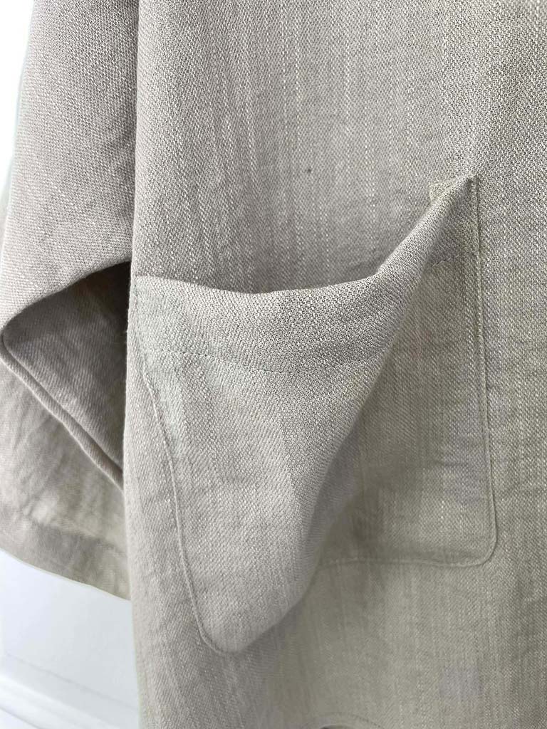 Grandad Collar Lightweight Shacket - Parchment