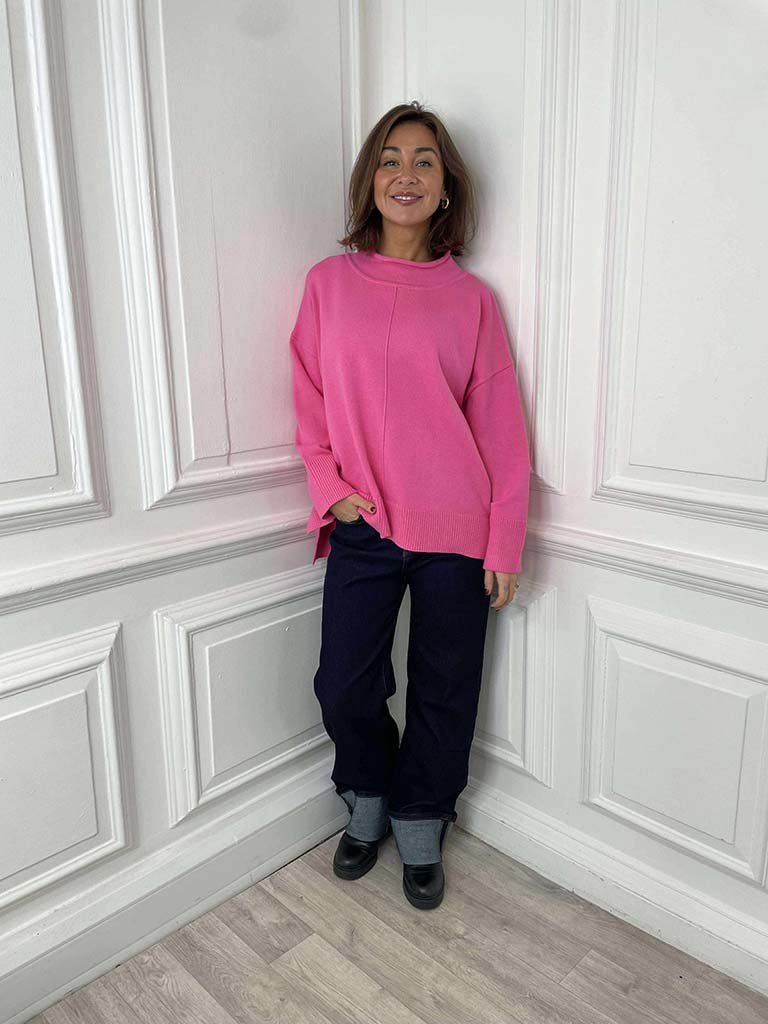 Malissa J Funnel Neck Knit - Candy Pink