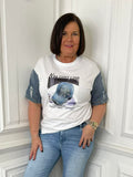 Denim Sleeve Logo Tee