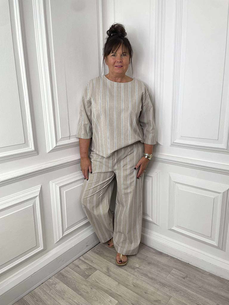 Pinstripe Button Top