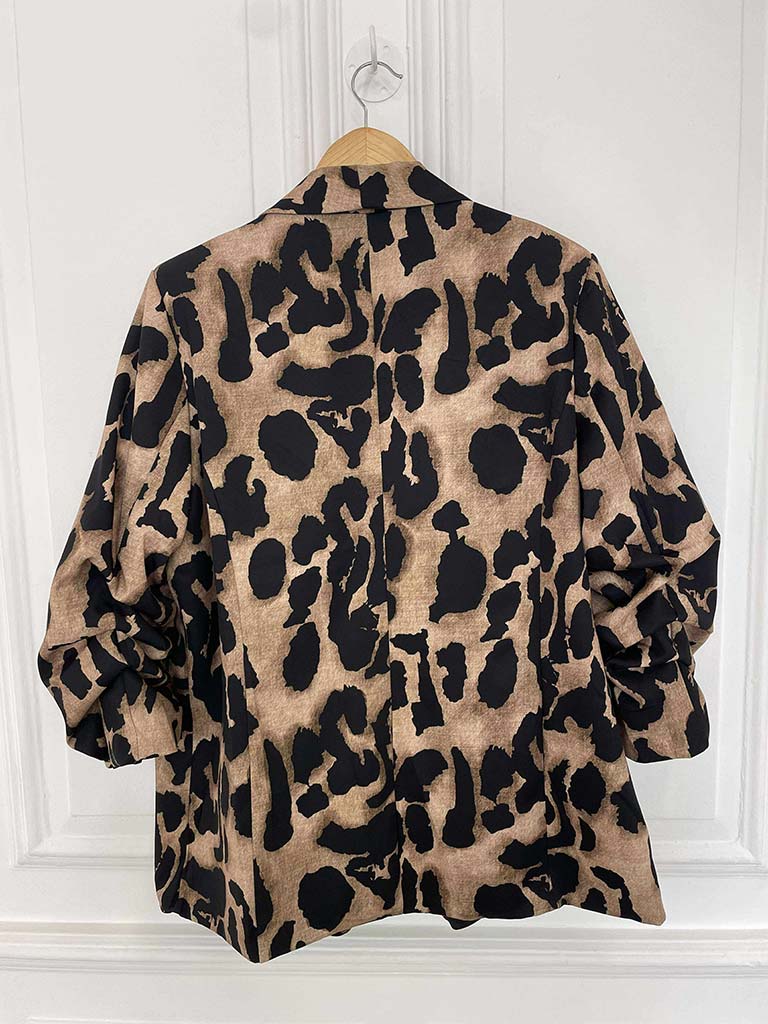 Abstract Animal Print Blazer - Black