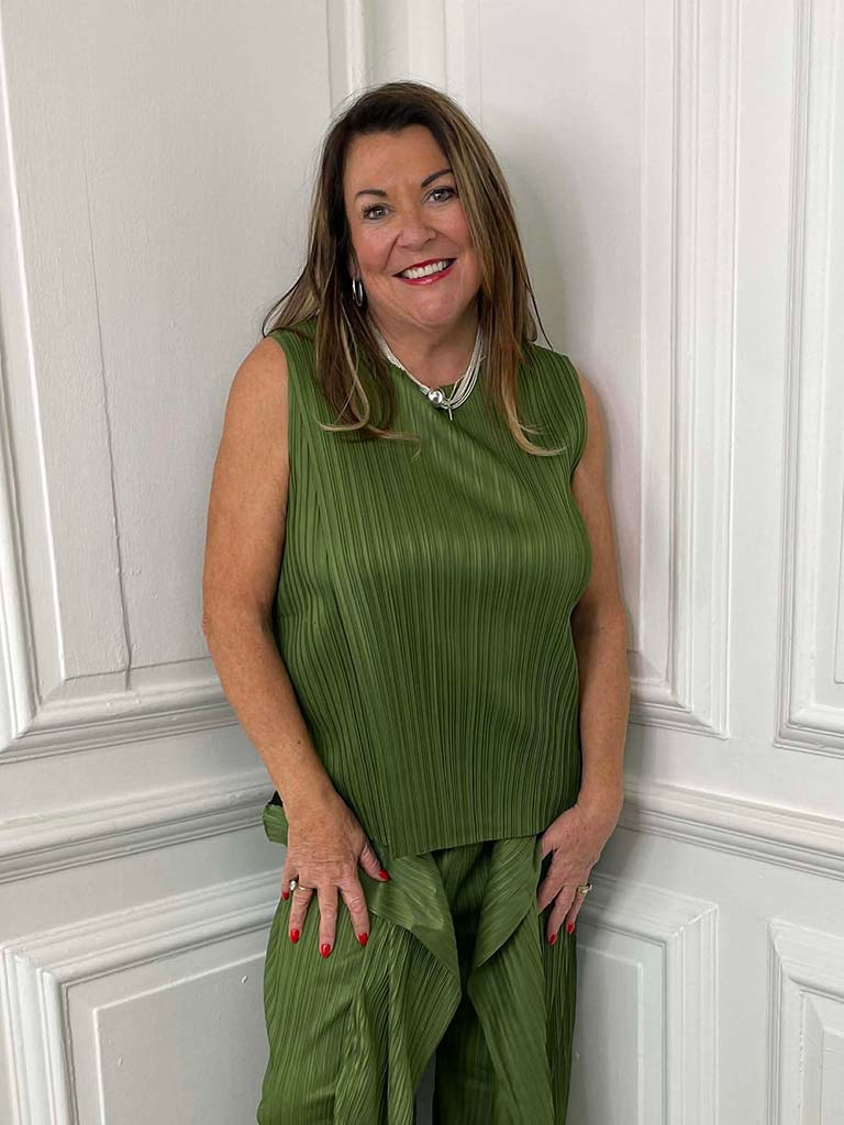 Plissé Co-ord - Olive