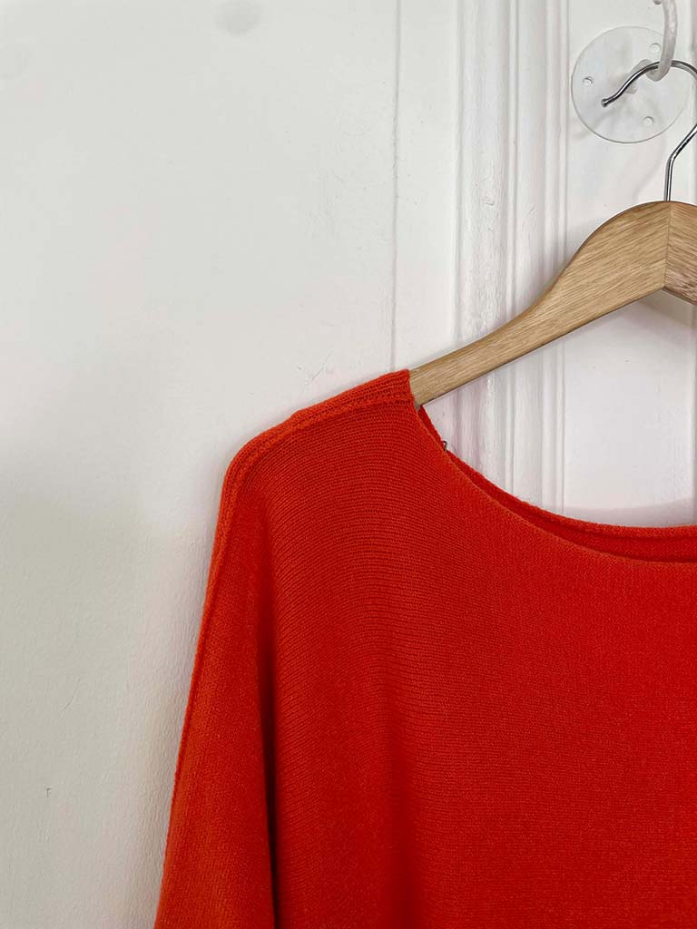 Raw Edge Boxy Knit - Blood Orange