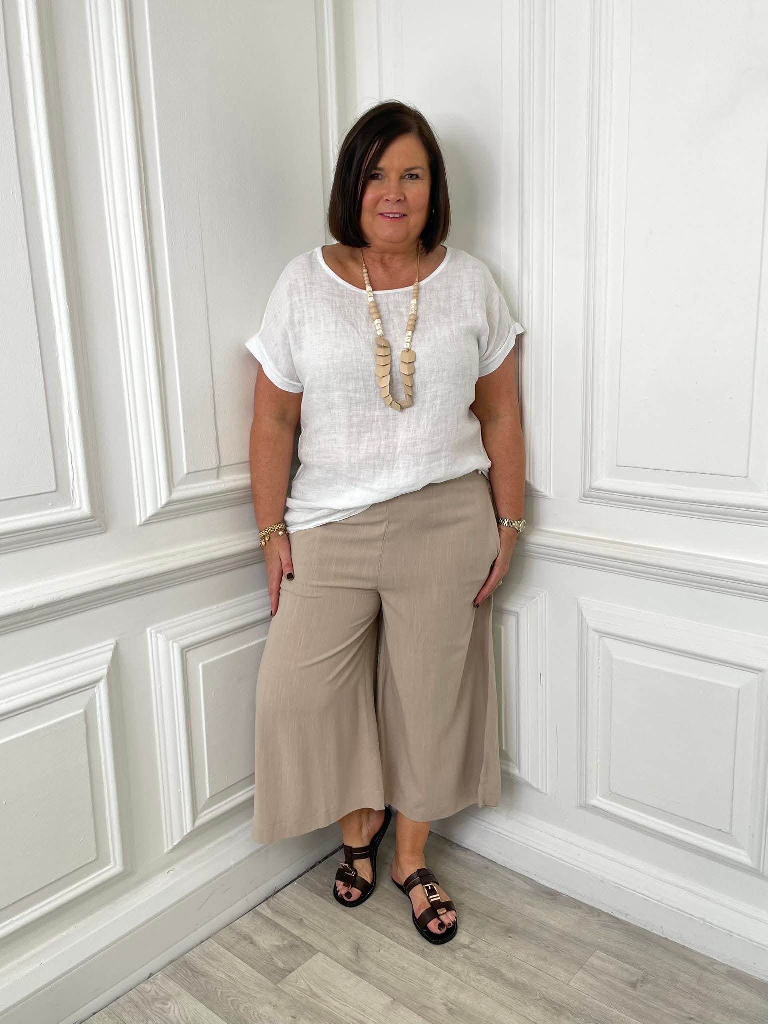 Linen Mix Culottes - Hessian