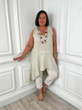 Linen Dip Back Tunic - Parchment