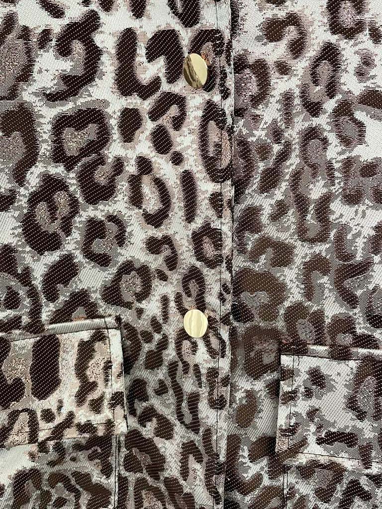 Metallic Leopard Print Bomber Jacket