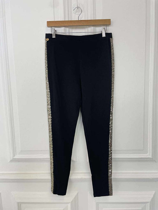 Malissa J Sequin Side Stripe Leggings - Black