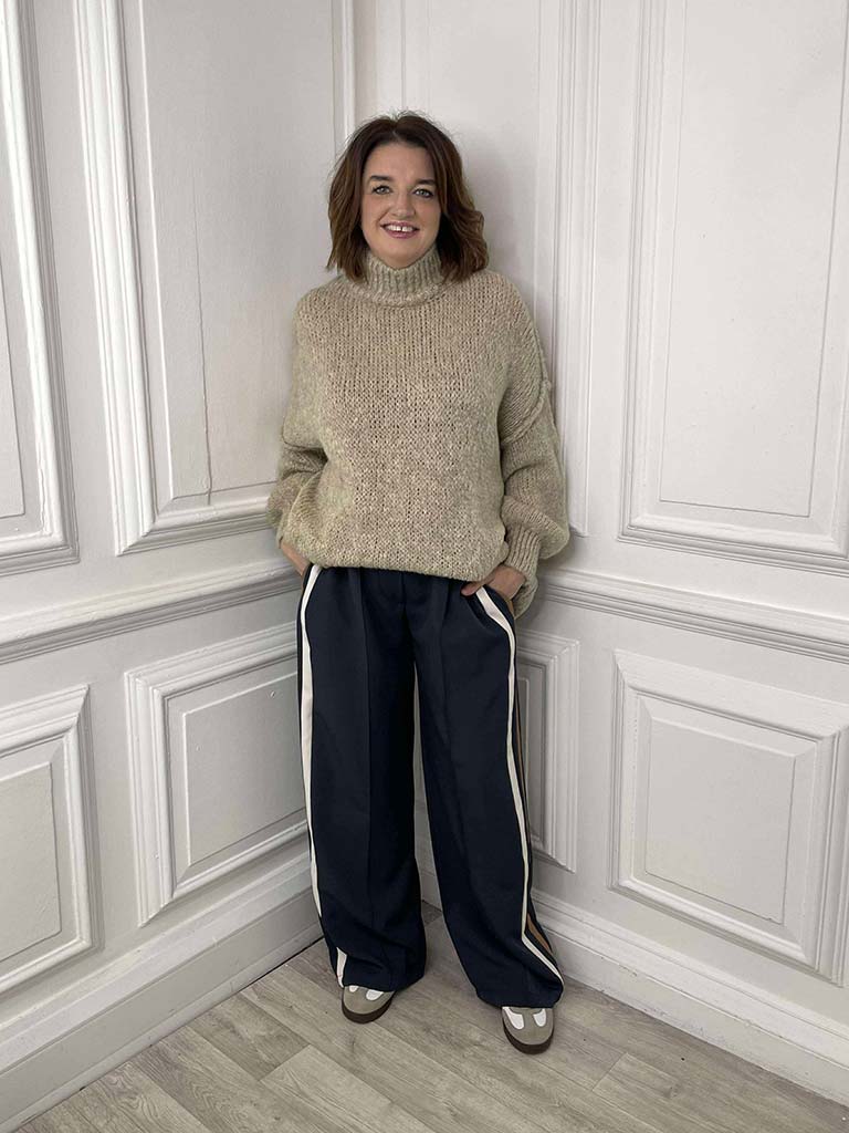 Side Stripe Trousers - Airforce Blue