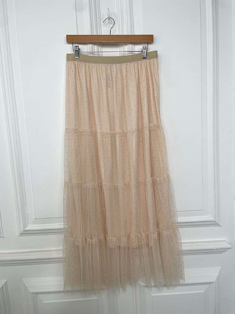 Studded Tulle Skirt - Ecru