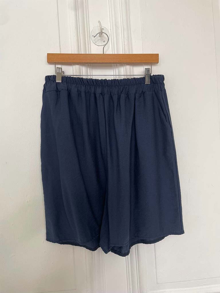 Flower Appliqué Shorts Co-ord - Navy