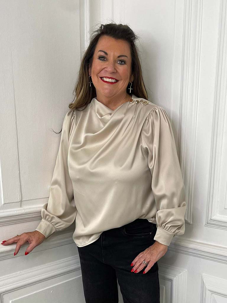 Draped Neck Blouse - Champagne