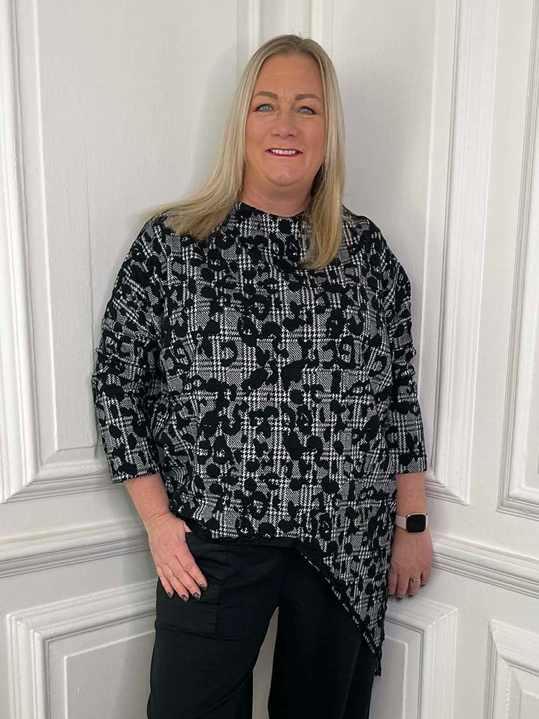 Leopard Check Asymmetric Top - Mono