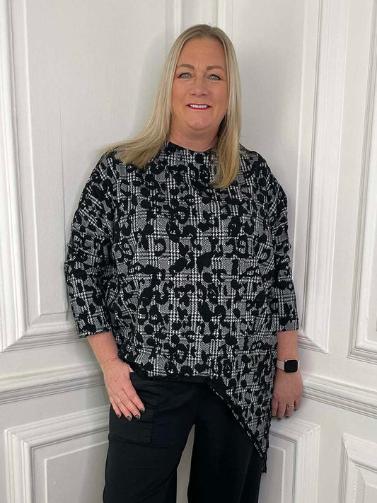 Leopard Check Asymmetric Top - Mono
