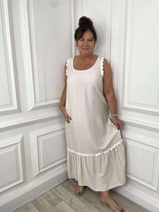 Scalloped Maxi Dress - Stone